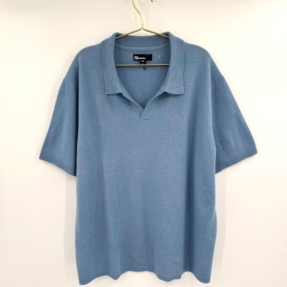 The Commons Johnny 100% Cashmere Collared Polo Sweater Short Sleeve Quiet Luxury - Picture 2 of 8